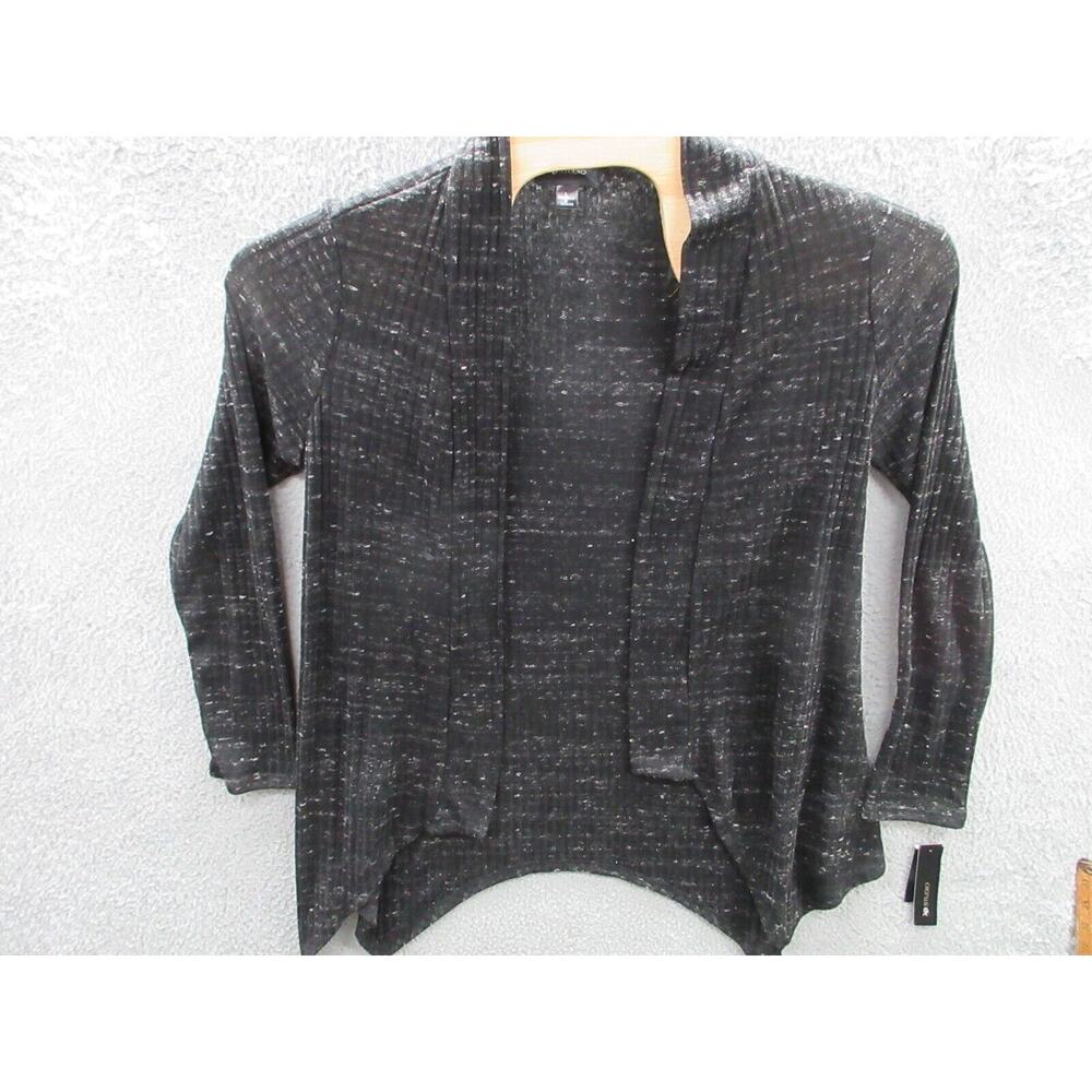 NWT AB Studio Marled Black White Open Front Lightweight Cardigan Womens Sz Large